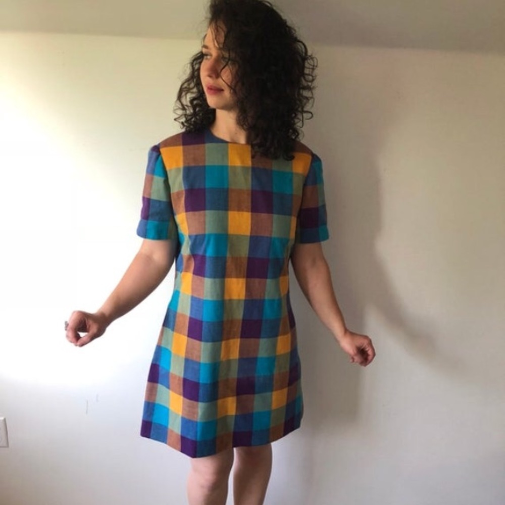 1960s true vintage plaid dress.